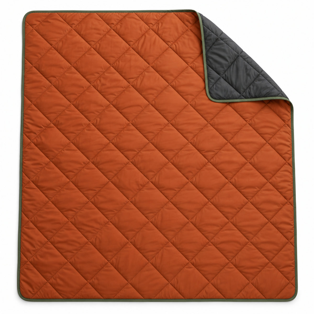 EmberFold Diamond-Quilted Camping Blanket - Rust Orange