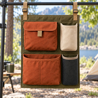 BranchLine Hanging Campsite Organizer - Olive and Rust