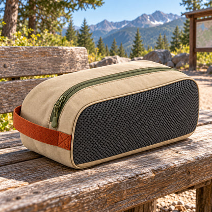 TrailStep Zippered Travel Shoe Bag with Mesh Panel - Sand