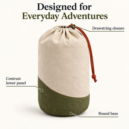 SummitDraw Round-Base Drawstring Stuff Sack - Oatmeal and Olive