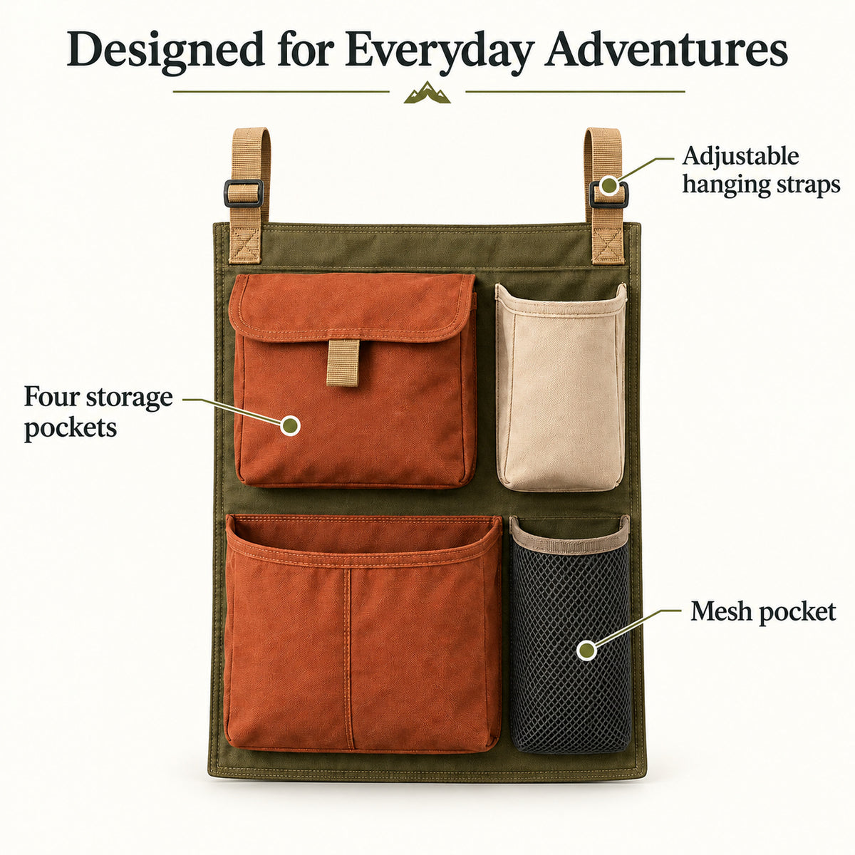 BranchLine Hanging Campsite Organizer - Olive and Rust