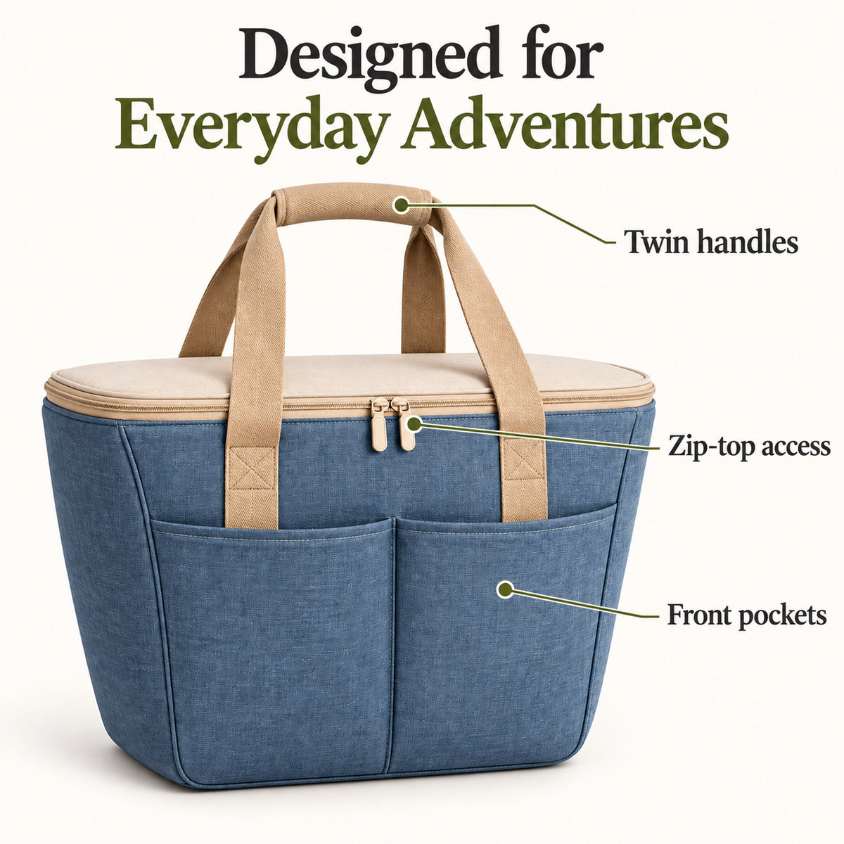 MeadowCarry Zippered Picnic Tote - Slate Blue
