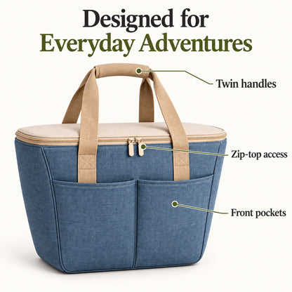 MeadowCarry Zippered Picnic Tote - Slate Blue
