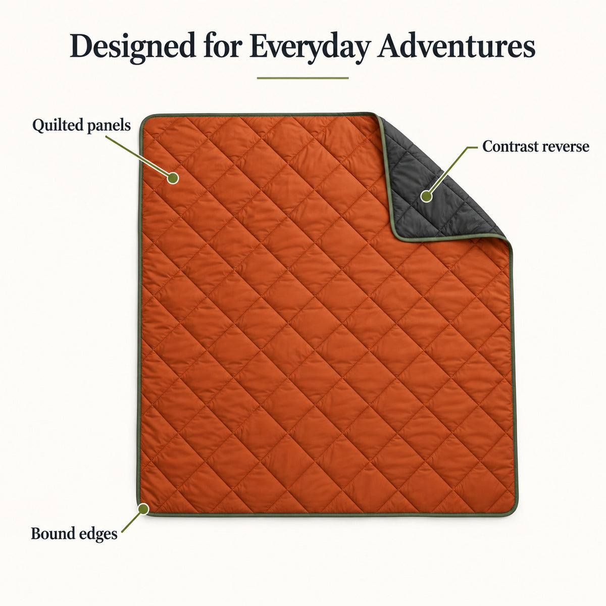 EmberFold Diamond-Quilted Camping Blanket - Rust Orange