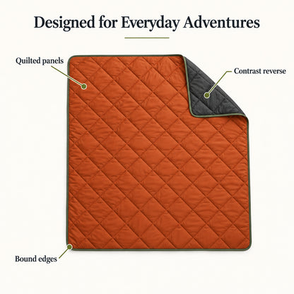 EmberFold Diamond-Quilted Camping Blanket - Rust Orange