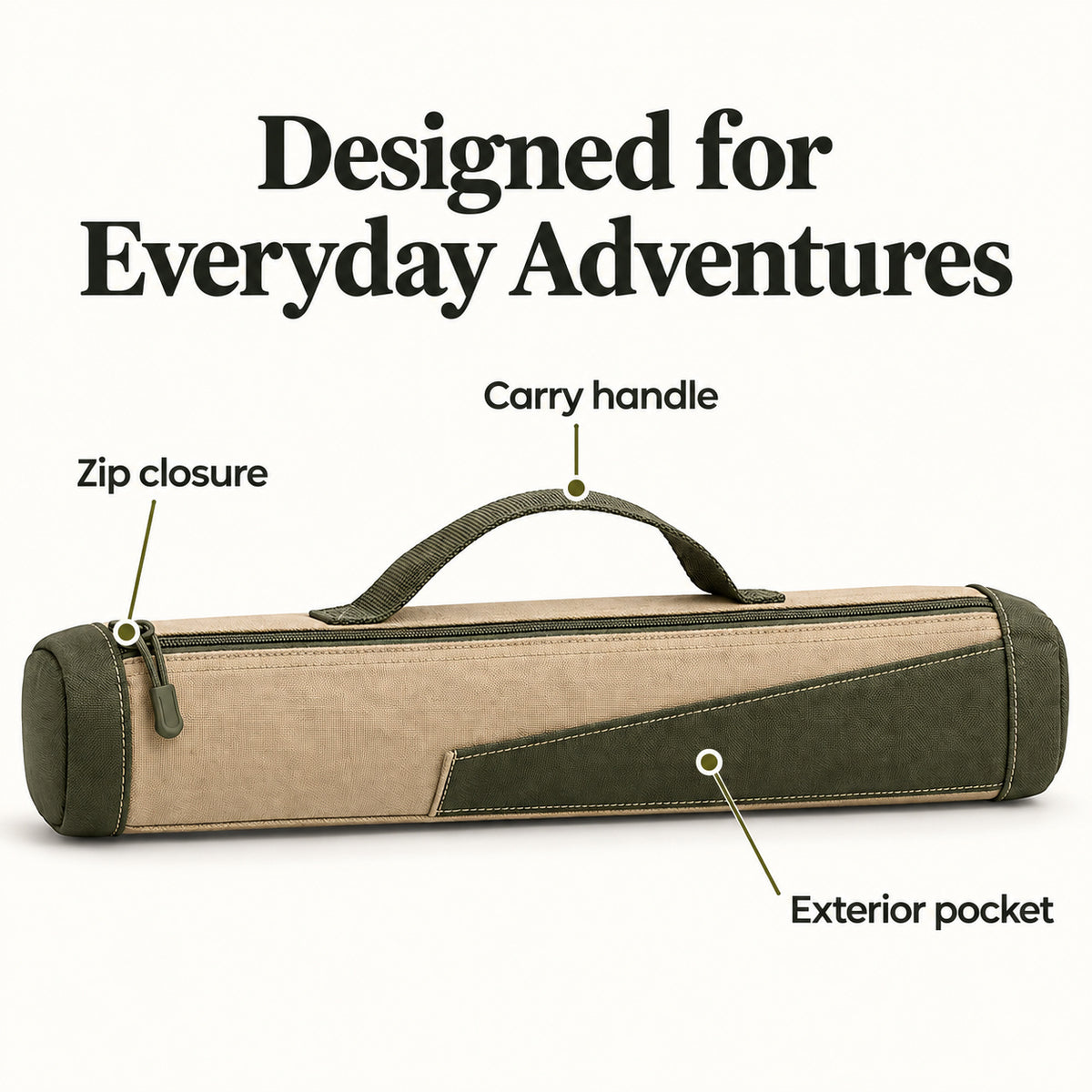 StakeNest Zippered Tent Stake Organizer - Sand and Olive