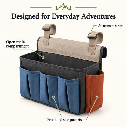 TableEdge Hanging Camping Storage Caddy - Charcoal and Blue