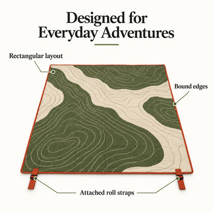 Contour Picnic Mat with Roll Straps - Olive and Cream