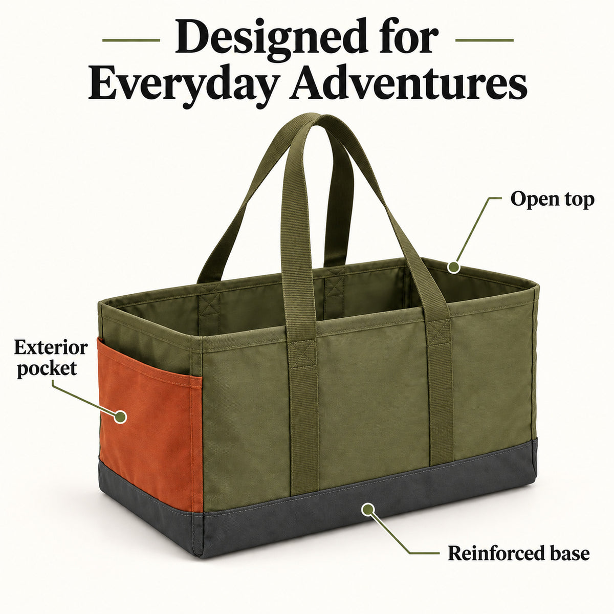 RidgeHaul Open-Top Camping Gear Tote - Olive
