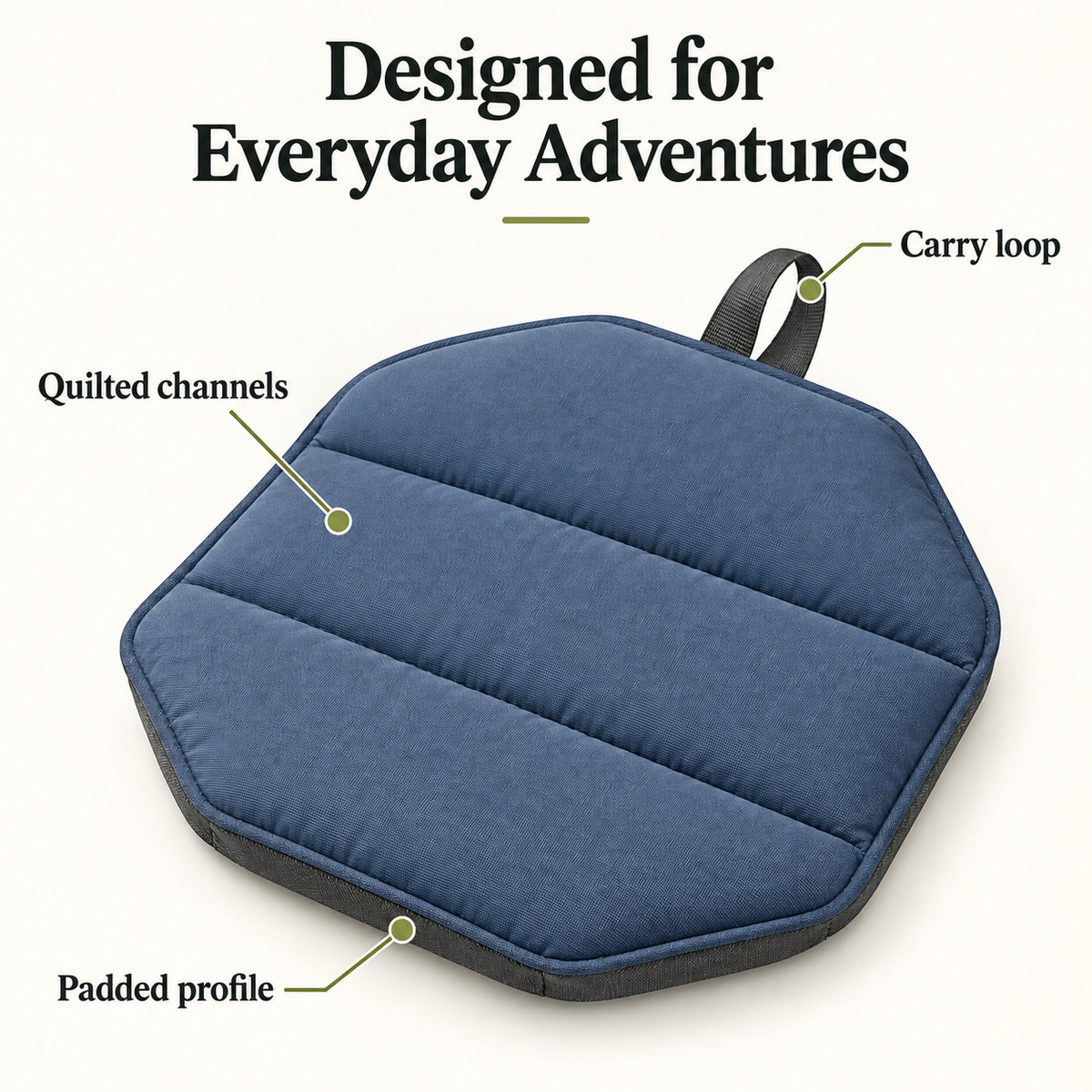 PebbleRest Quilted Outdoor Seat Pad - Slate Blue