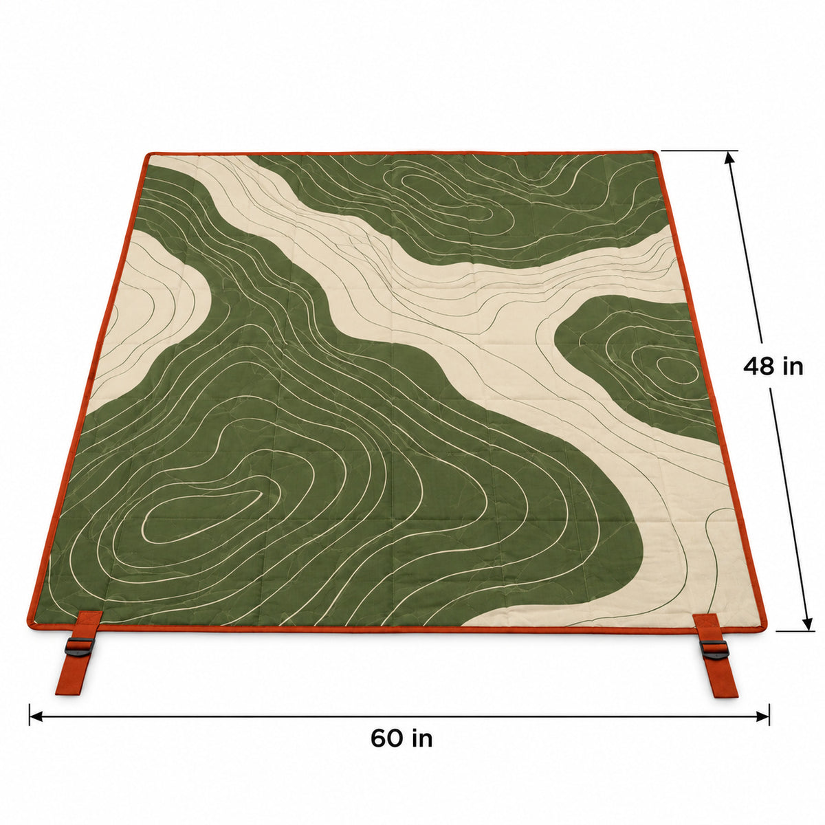 Contour Picnic Mat with Roll Straps - Olive and Cream