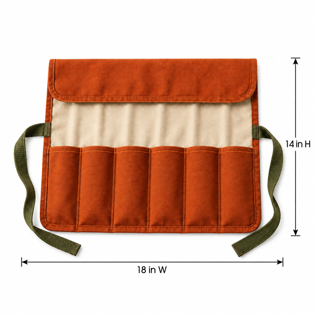 FoldTable Six-Sleeve Camping Cutlery Roll - Rust Orange