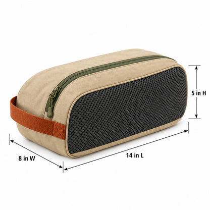 TrailStep Zippered Travel Shoe Bag with Mesh Panel - Sand