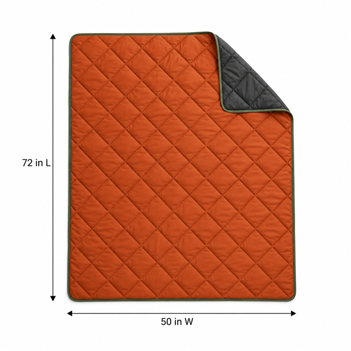 EmberFold Diamond-Quilted Camping Blanket - Rust Orange
