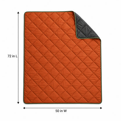 EmberFold Diamond-Quilted Camping Blanket - Rust Orange