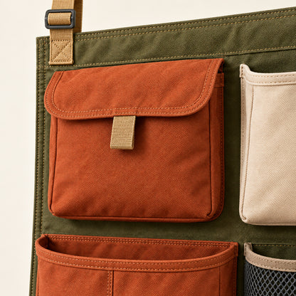 BranchLine Hanging Campsite Organizer - Olive and Rust
