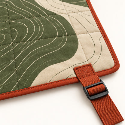 Contour Picnic Mat with Roll Straps - Olive and Cream