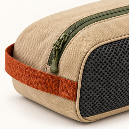 TrailStep Zippered Travel Shoe Bag with Mesh Panel - Sand